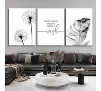 Lienzo blanco y gris simple con impresión de diente de león, póster artístico de pared, imagen moderna de estilo nórdico para decoración del hogar, 80 x 120 cm, 3 piezas sin marco