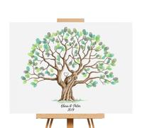 Lienzo con Árbol De Dactilares: Libro De Visitas Creativo para Bodas, Decoración De Boda Única, Idea De Árbol Genealógico, Cuadro Decorativo De Pared para Celebración En El Hogar | Regalo De R
