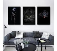 Lienzo con diseño de animales, leopardo y pantera negra, para pared, para sala de estar, pósteres, impresiones, decoración del hogar, 60 x 85 cm, 3 unidades, sin marco