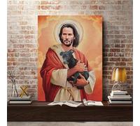 Lienzo con diseño de Meme Jesús para decoración del hogar imágenes de Keanu Reeves póster impreso moderno de perro mascota para sala de estar arte de pared 40 x 60 cm sin marco