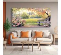 Lienzo con escena de jardín de rosas, impresiones artísticas para pared, pintura abstracta moderna, imágenes artísticas de pared grandes, obras de arte para sala de estar y dormitorio (45 x 90 cm