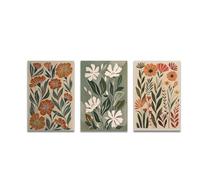 Lienzo con estampado floral abstracto bohemio, plantas silvestres de primavera, pósteres de arte de pared para sala de estar moderna, dormitorio, decoración del hogar (50x70cm/sin marco)