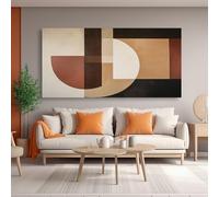 Lienzo con formas geométricas retro, impresiones artísticas para pared, pintura abstracta moderna, imágenes artísticas de pared grandes para sala de estar (85 x 140 cm