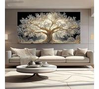 Lienzo con impresiones de "Árbol Dorado Iluminado Sagrado", póster mural moderno para sala de estar, dormitorio, hogar, oficina, decoración de pared (50 x 100 cm)