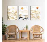 Lienzo con impresiones de montañas, árboles y atardeceres clásicos, pinturas modernas para dormitorios, arte de pared estético, decoración del hogar, 60 x 90 cm, sin marco