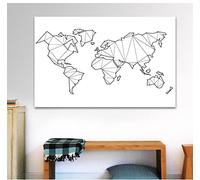 Lienzo con mapa geométrico abstracto, póster e impresiones nórdicas, impresión artística de pared, color blanco y negro, para sala de estar, 35 x 50 cm, sin marco