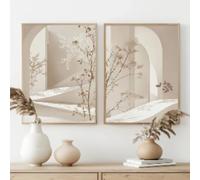 Lienzo con paisaje de arco minimalista, impresión de arte bohemio, póster de arte de pared para sala de estar moderna, dormitorio, decoración del hogar, 40 x 60 cm x 2, sin marco