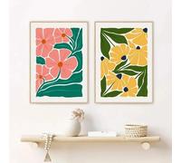 Lienzo con pintura de flores, póster de arte abstracto, mercado de flores, impresión de estilo nórdico, imagen artística para sala de estar, decoración de pared del hogar, 50 x 70 cm x 2 marcos