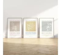 Lienzo con versículos bíblicos digitales de frutas, impresión de Gálatas, arte de pared cristiano, pósteres para decoración moderna del hogar (70 x 100 cm/3 piezas sin marco)