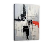 Lienzo Cuadros Abstractos Gris Negro Rojo Arte 120 x 80 cm - Moderno Lienzo Lienzo Grande XXL Salón Dormitorio Impresión Arte Lienzo Lienzo Desing Pared Cuadro sobre Lienzo Listo para Colgar