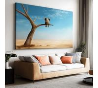 Lienzo Cuadros murales Sala de Estar Baño Cuadros 140 x 70 cm Surreal Desierto Árbol Elefante Tela no Tejida Lienzo Pintura Mural Decoración Habitación Decoración de Pared Regalo Arte de Pared