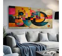 Lienzo de arte abstracto moderno de gran tamaño: diseño geométrico vibrante con un tema de mente en espiral, perfecto para la sala de estar y el dormitorio (65x130cm/sin marco)