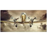 Lienzo de avión XXL, 115 x 55 cm, impresión artística, retro, decoración de pared, diseño de hélices