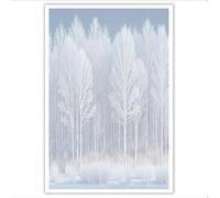 Lienzo de Bosque y campo de nieve Blanco Póster Estético Escena de nieve invernal para Cuadros Decorativos Salon Dormitorio Comedor Pasillo Oficina Decoracion Pared 90Lx60W cm Sin Marco