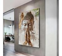 Lienzo de Buda con manos en oración, arte espiritual para pared, decoración de meditación, estatua de Buda zen, decoración de mindfulness (60 x 90 cm/sin marco)