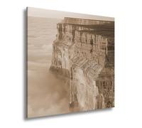 Lienzo de cañón rojo sobresale sobre un mar sin fin de nubes, formato: 60 x 60 cm, efecto: sepia XXL, impresión artística sobre bastidor/mural/decoración del salón