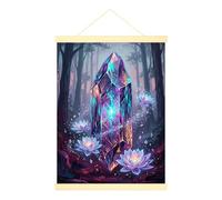 Lienzo de cristal para colgar en la pared, arte de pared de fantasía, místico lirio de agua, bosque, sin violeta, impresiones artísticas para baño, cocina, dormitorio, decoración de 12 x 16 pulgadas