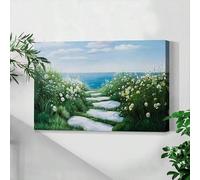 Lienzo de estilo paisajístico impresionista para decoración de pared de sala de estar, obras de arte, cuadros florales XXL, decoración del hogar (60 x 90 cm/24 x 35 pulgadas/marco interior)