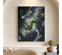 Lienzo de exploración espacial para pared, impresión de cohete de galaxia gris oscuro, arte abstracto de pared para decoración del hogar para sala de estar, dormitorio, oficina, lienzo envuelto de 12
