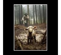 Lienzo de Jesús salvando al cordero perdido, arte de pared cristiano, impresión HD para sala de estar, dormitorio, decoración de pared del hogar (30x42cm/marco interior)