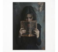 Lienzo de lectura de libros oscuros, póster de mujer victoriana, pintura de rincón de lectura Dark Academia, imagen de humor para decoración de pared de esquina de biblioteca, regalo para amantes de