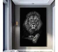 Lienzo de león blanco y negro para pared, impresiones de animales, retratos de cabeza de león, pintura artística de pared en blanco y negro, pósteres de animales de león, retrato de león, lienzo,