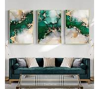 Lienzo de mármol verde y dorado para pared, pintura abstracta verde con lámina dorada, arte de mármol para dormitorio, imagen abstracta moderna de mármol verde y blanco, 16 x 24 pulgadas x 3 pulgadas,