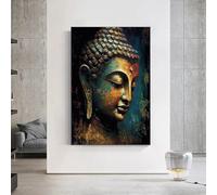 Lienzo de meditación de Buda, impresión artística moderna para decoración de pared para sala de estar, dormitorio y oficina, pintura religiosa en tinta (50 x 75 cm)