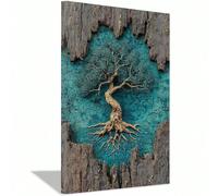 Lienzo de paisaje de árbol de la vida abstracto de naturaleza moderna, arte de pared, pósteres coloridos de grafiti retro, imágenes impresas para decoración del hogar (70 x 100 cm/sin marco)