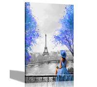 Lienzo de pared extragrande en blanco y negro con texto en inglés "Alone and Blissful in Paris" (Alone and Blissful in Paris) para sala de estar, dormitorio, cuadros de ciudad, pintura al óleo, 101 x