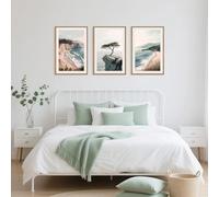 Lienzo de playa, arte de pared con vista al mar y océano de verano, materiales impresos, pinturas modernas para decoración del hogar, sala de estar, dormitorio (30 x 45 cm/3 piezas sin marco)