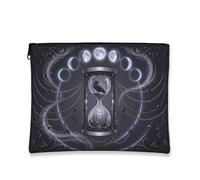 Lienzo de reloj de arena con cremallera, cadenas góticas de luna místicas para Halloween, lona negra con cremallera, bolsa de cosméticos para viajes, tocador, baño, almacenamiento de bolsos y uso