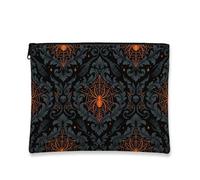 Lienzo de telaraña con cremallera, elegante calavera gótica florece Halloween lona negra con cremallera pequeña bolsa de maquillaje para viajes, baño, tocador, almacenamiento de bolsos y regalos