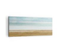 Lienzo Decorativo 120x50cm Moderno Panorámico Abstracto Marino - 4263 | rayas Oro Abstracción Cuadro sobre Lienzo Grande Arte mural Decoración del Hogar Salón Dormitorio Oficina Cuadros de Pared