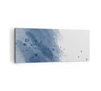 Lienzo Decorativo 120x50cm Moderno Panorámico Abstracto Marino - 5088 | Fondo Azul Blanco Cuadro sobre Lienzo Grande Arte mural Decoración del Hogar Salón Dormitorio Cocina Oficina Cuadros de Pared