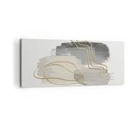 Lienzo Decorativo 120x50cm Moderno Panorámico Abstracto Pastel - 4149 | Hola Oro Abstracción Cuadro sobre Lienzo Grande Arte mural Decoración del Hogar Salón Dormitorio Oficina Cuadros de Pared