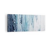 Lienzo Decorativo 120x50cm Moderno Panorámico Abstracto Pastel - 4380 | Moretón Abstracción Azul Cuadro sobre Lienzo Grande Arte mural Decoración del Hogar Salón Dormitorio Oficina Cuadros de Pared