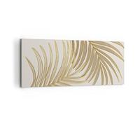 Lienzo Decorativo 120x50cm Moderno Panorámico Botánica Naturaleza - 4738 | Hojas Palmera Árboles Cuadro sobre Lienzo Grande Arte mural Decoración del Hogar Salón Dormitorio Oficina Cuadros de Pared
