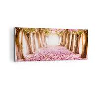 Lienzo Decorativo 120x50cm Moderno Panorámico Botánica Paisajes - 2794 | Árbol Flores Cereza Cuadro sobre Lienzo Grande Arte mural Decoración del Hogar Salón Dormitorio Oficina Cuadros de Pared