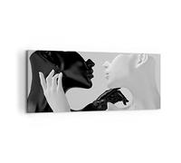 Lienzo Decorativo 120x50cm Panorámico Blanco y Negro Personas - 4736 | Estatua Negro Blanco Cuadro sobre Lienzo Grande Arte mural Decoración del Hogar Salón Dormitorio Oficina Cuadros de Pared