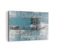 Lienzo Decorativo 120x80cm Moderno Horizontal Abstracto Marino - 4283 | Modernidad rayas Abstracción Cuadro sobre Lienzo Grande Arte mural Decoración del Hogar Salón Dormitorio Cuadros de Pared