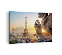 Cuadros Decoracion Salon Gárgolas Torre Eiffel Lienzos decorativos 120x80cm Cuadro Sobre Lienzo Moderno Dormitorio Cocina Cuadros Pared Imágenes Wall Art Prints Decor Canvas Grande XXL AA120x80-4633