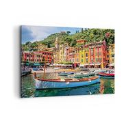 Lienzo Decorativo 120x80cm Moderno Horizontal Arquitectura Paisajes - 4232 | Santa Margarita Ligure Cuadro sobre Lienzo Grande Arte mural Decoración del Hogar Salón Dormitorio Oficina Cuadros de Pared