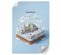Lienzo Decorativo 59,4x84 cm| Tamaño A1 | Globo de nieve de Viena