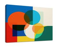 Lienzo decorativo abstracto moderno de 70 x 50 cm, pintura de pared multicolor geométrica cuadrícula, cuadros decorativos para sala de estar, dormitorio, lienzo enmarcado, obras de arte en casa y