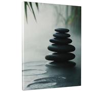 Lienzo decorativo apilable de piedra zen, estampado de guijarros naturales negro y gris, decoración estética minimalista para el hogar, sala de estar, dormitorio, oficina, sin marco, 8 x 12 pulgadas