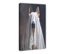 Lienzo decorativo caprichoso de pastor alemán, fantasma, decoración de dormitorio, paisaje, oficina, habitación, regalo, 50 x 75 cm