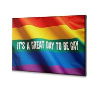 Lienzo decorativo con diseño de bandera religiosa de Pascua con texto en inglés "It'S A Great Day To Be Gay" (20 x 30 cm)