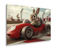 Lienzo decorativo con diseño de conejo de carreras - tempo, estilo y orejas - listo para la victoria. Formato: 60 x 40 cm XXL impresión artística sobre bastidor/mural/decoración de salón