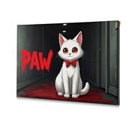 Lienzo decorativo con diseño de gato blanco con ojos rojos sentado en un pasillo, rodeado de sangre, 30 x 40 cm